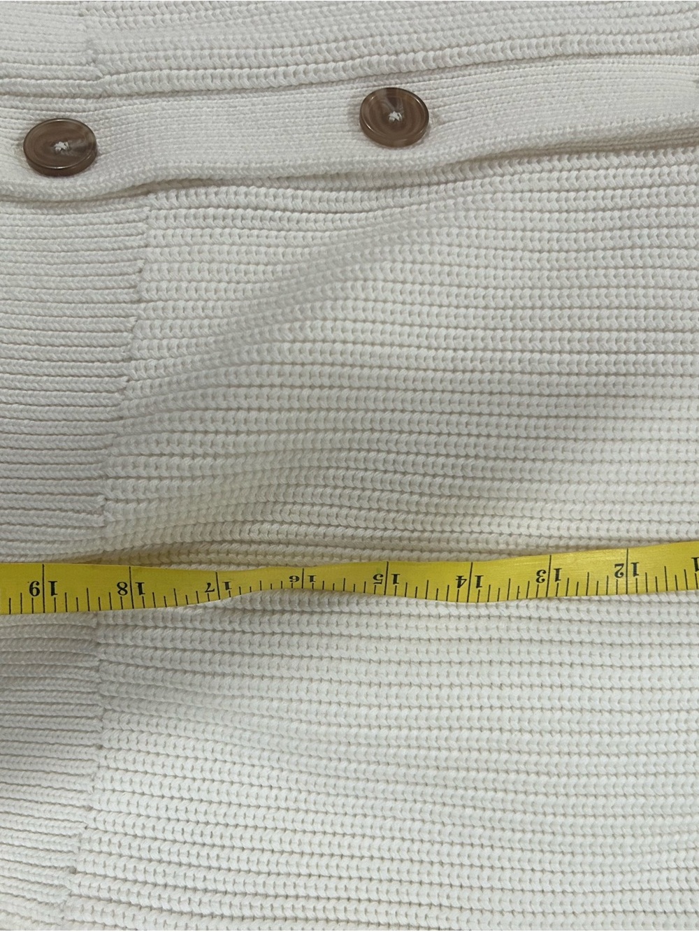Quince Cream Button-Front V-Neck Knit Cardigan 100% cotton - Picture 7 of 8